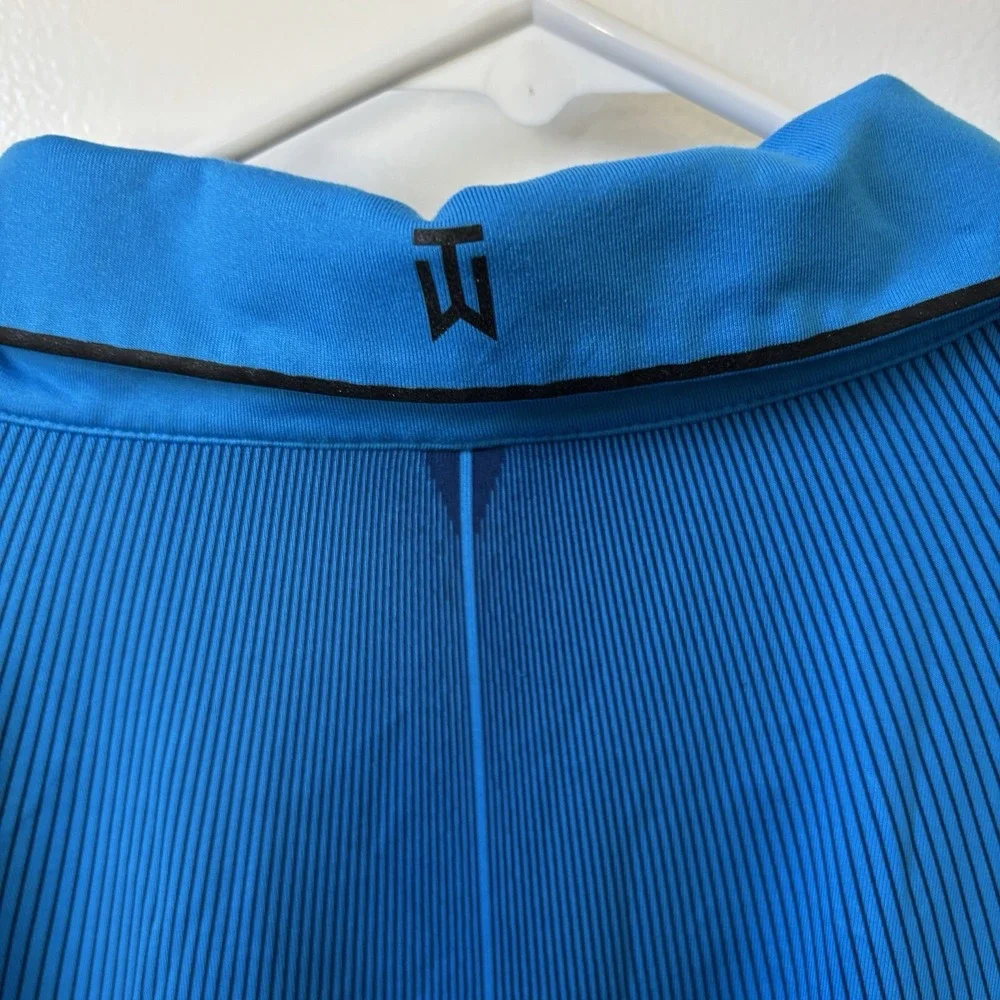 Nike Tiger Woods Dri Fit Short Sleeve Snap Polo Shirt‎ Blue Men's Size L